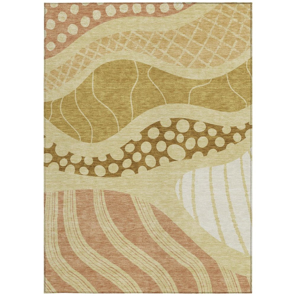 10' X 14' Wheat And Graphite Abstract Washable Indoor Outdoor Area Rug HomeRoots