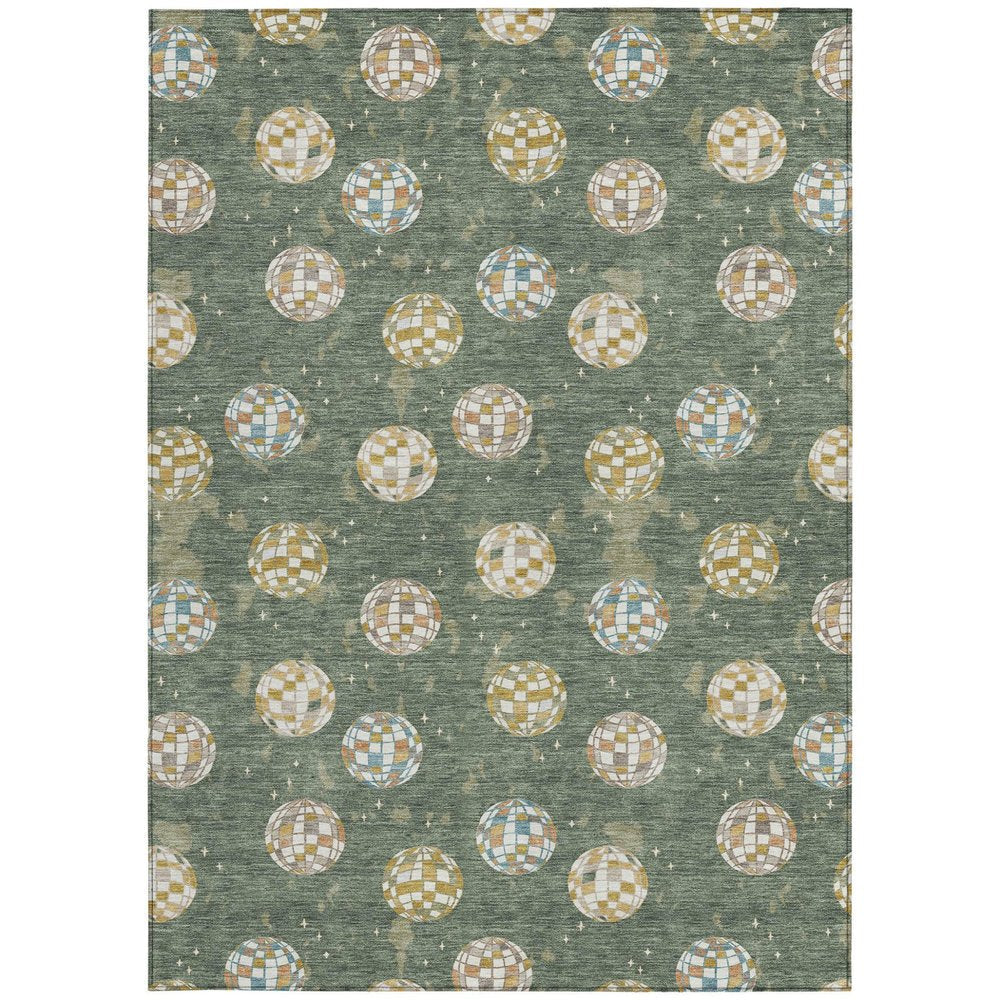 10' X 14' Green And Pearl Geometric Washable Indoor Outdoor Area Rug HomeRoots