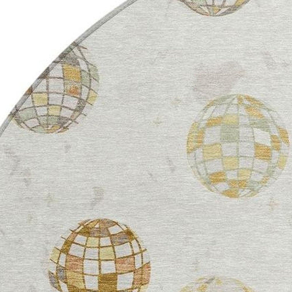 8' Ivory And Copper Round Geometric Washable Indoor Outdoor Area Rug HomeRoots