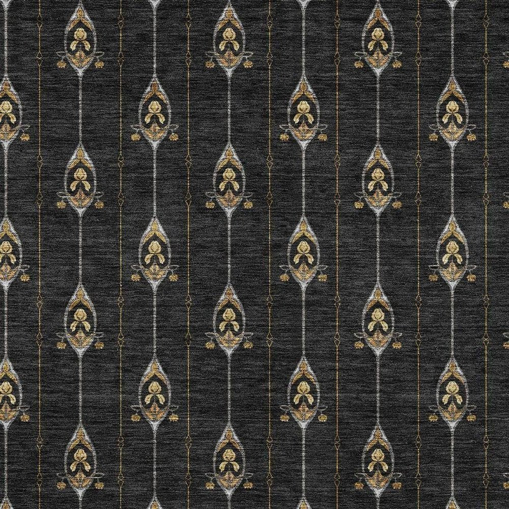 9' X 12' Black And Denim Blue Geometric Washable Indoor Outdoor Area Rug HomeRoots