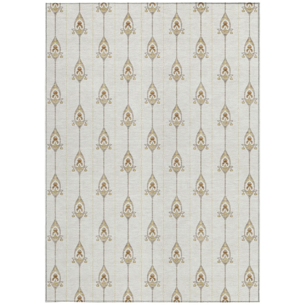 5' X 8' Ivory And Brown Geometric Washable Indoor Outdoor Area Rug HomeRoots