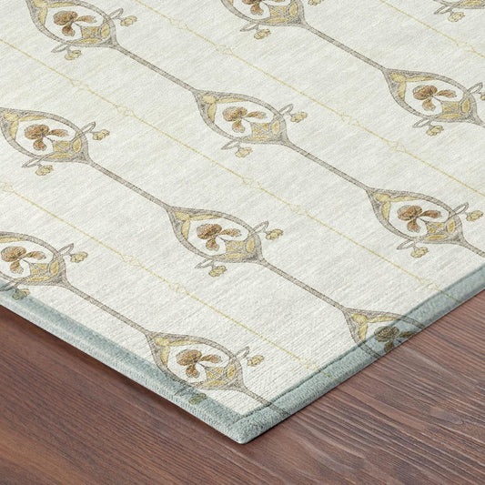 10' X 14' Ivory And Brown Geometric Washable Indoor Outdoor Area Rug HomeRoots