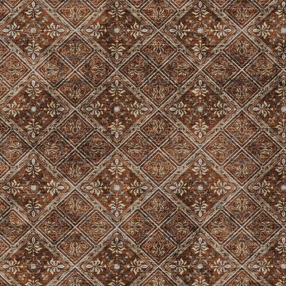 5' X 8' Red And Rust Geometric Washable Indoor Outdoor Area Rug HomeRoots
