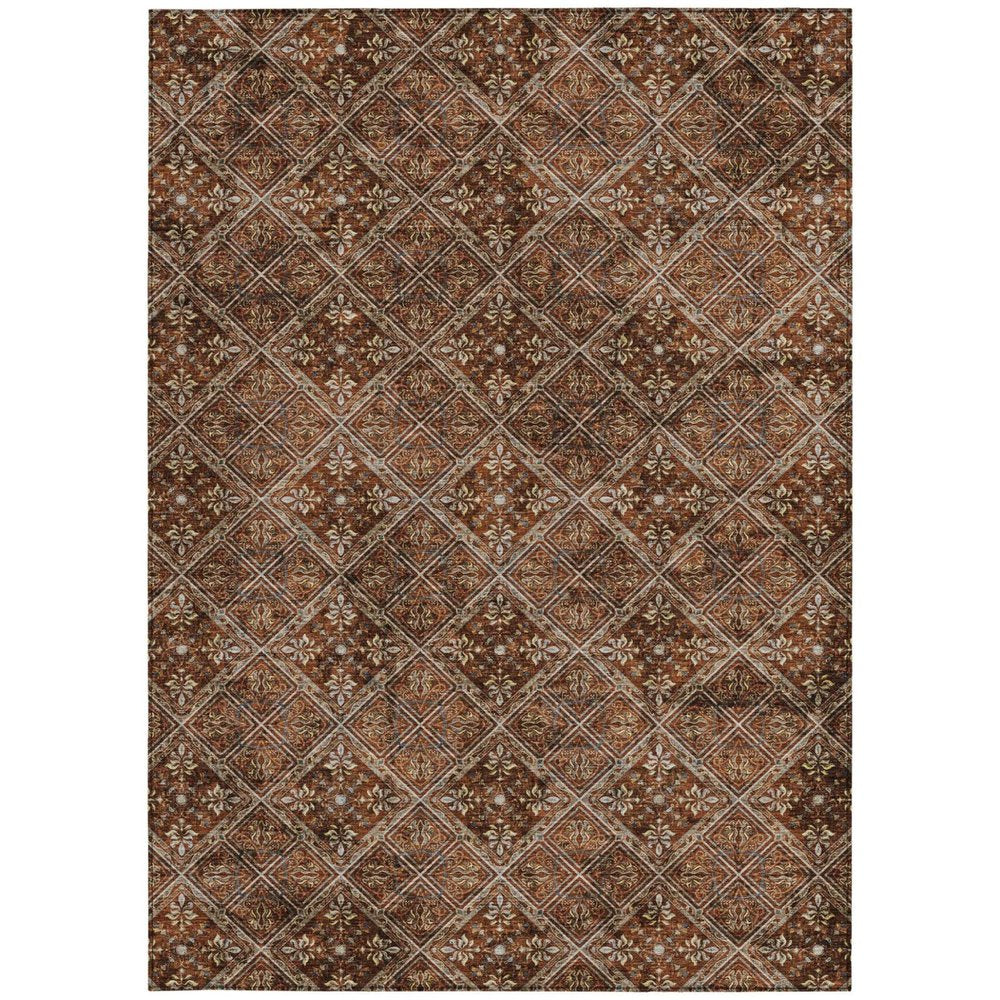 9' X 12' Red And Rust Geometric Washable Indoor Outdoor Area Rug HomeRoots