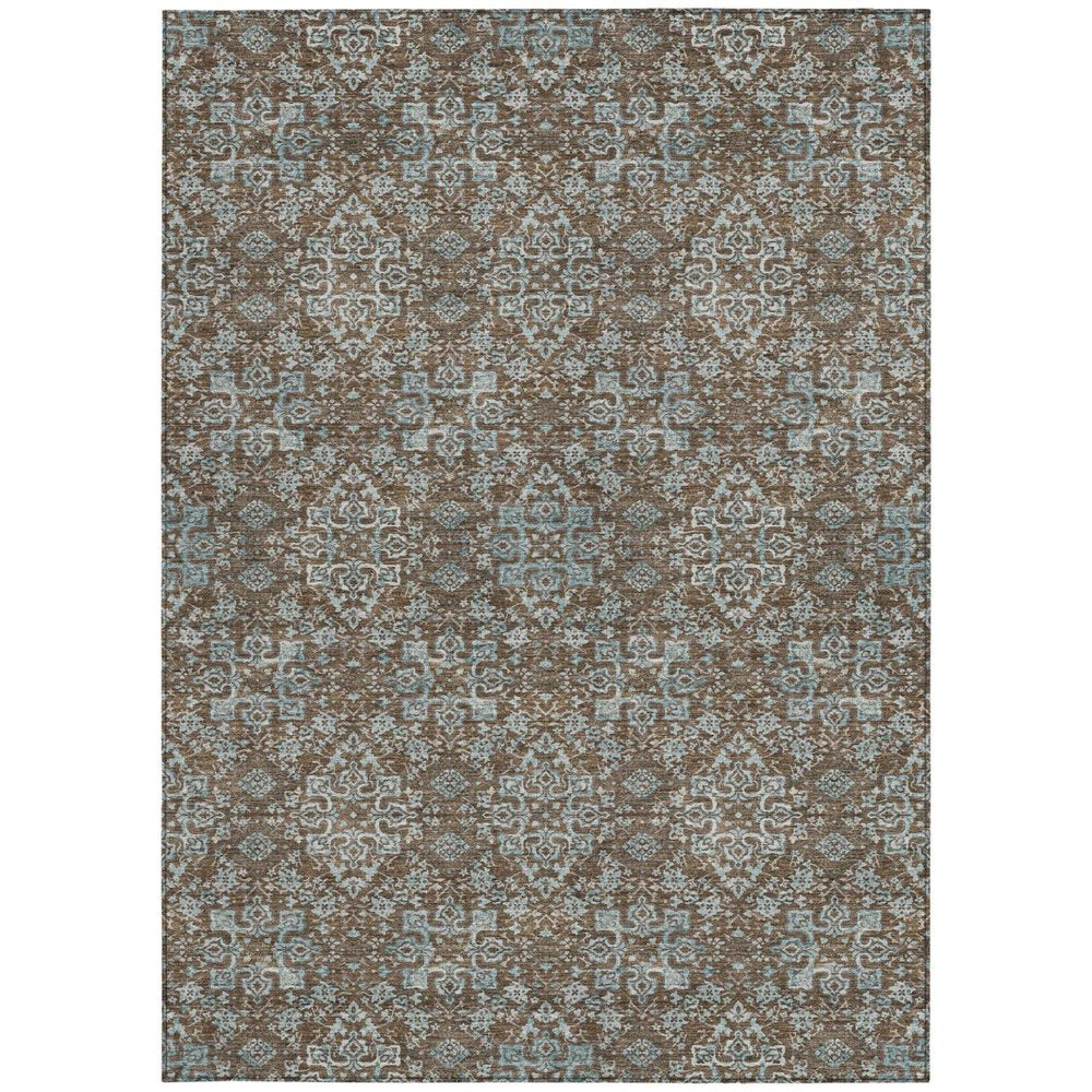 10' X 14' Chocolate And Pearl Oriental Washable Indoor Outdoor Area Rug HomeRoots