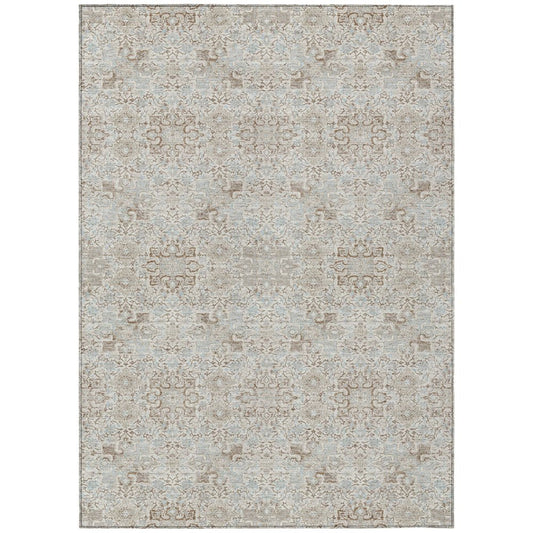 10' X 14' Ivory And Gray Oriental Washable Indoor Outdoor Area Rug