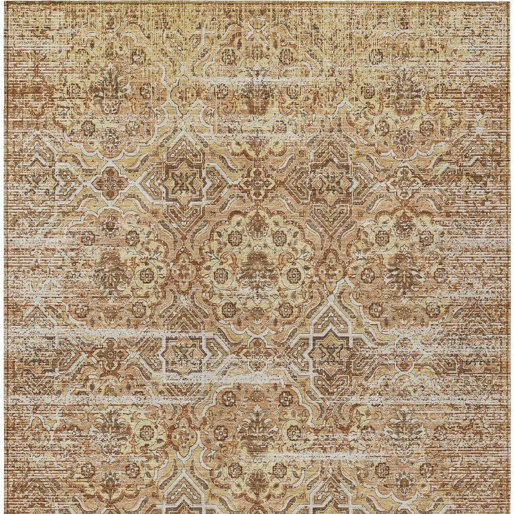9' X 12' Copper And Purple Floral Washable Indoor Outdoor Area Rug HomeRoots