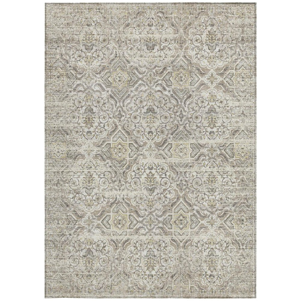 3' X 5' Ivory And Linen Floral Washable Indoor Outdoor Area Rug HomeRoots