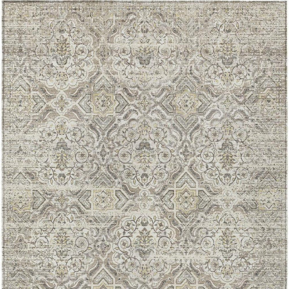 10' X 14' Ivory And Linen Floral Washable Indoor Outdoor Area Rug HomeRoots