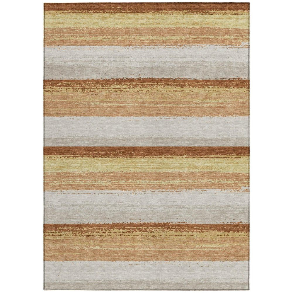 5' X 8' Copper And Purple Striped Washable Indoor Outdoor Area Rug HomeRoots