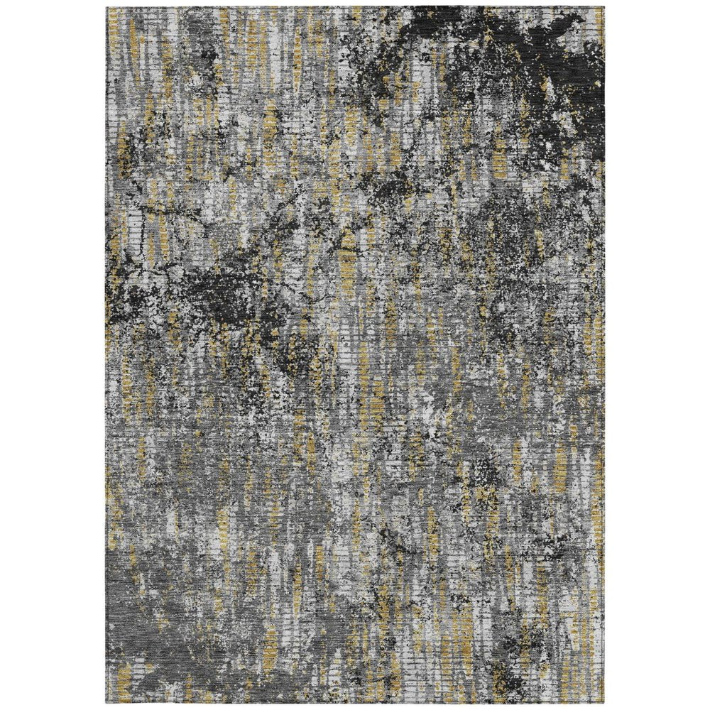 5' X 8' Black And Taupe Abstract Washable Indoor Outdoor Area Rug HomeRoots