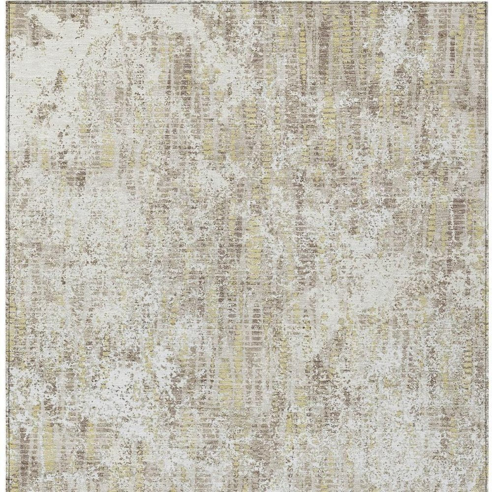 5' X 8' Ivory And Blue Abstract Washable Indoor Outdoor Area Rug
