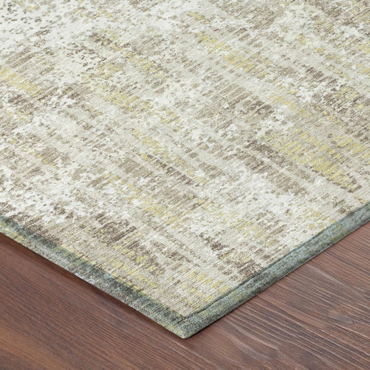 5' X 8' Ivory And Blue Abstract Washable Indoor Outdoor Area Rug