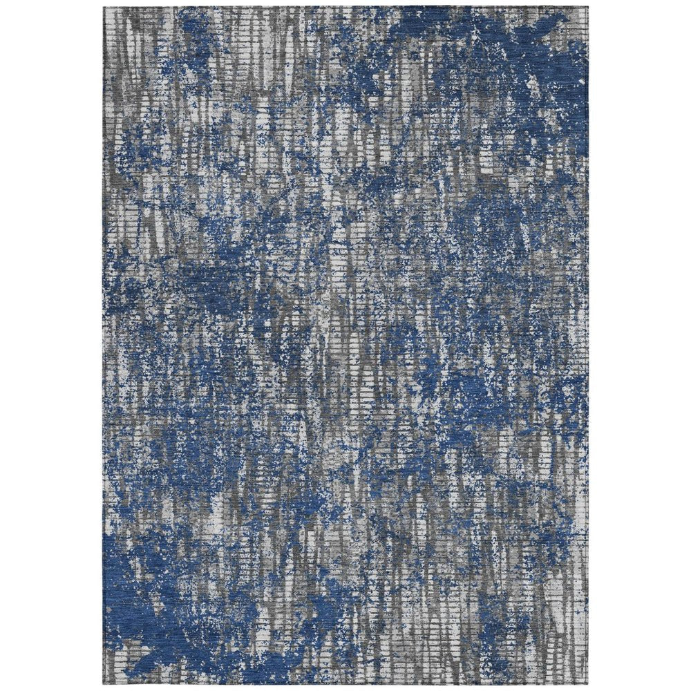 9' X 12' Navy Blue And Khaki Abstract Washable Indoor Outdoor Area Rug HomeRoots