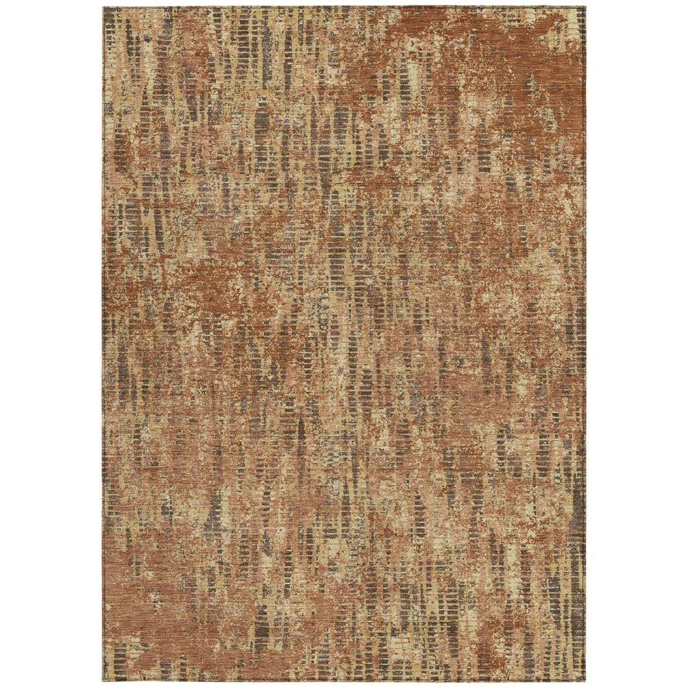 3' X 5' Orange And Brown Abstract Washable Indoor Outdoor Area Rug HomeRoots