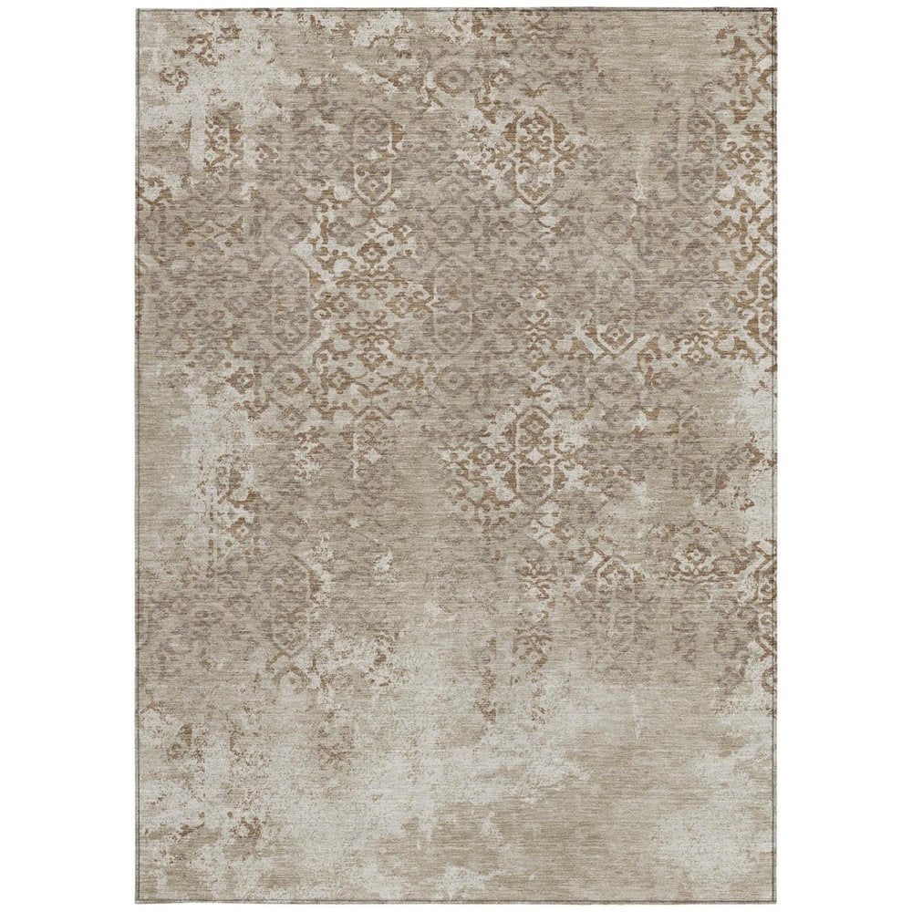 3' X 5' Beige And Gray Oriental Washable Indoor Outdoor Area Rug HomeRoots