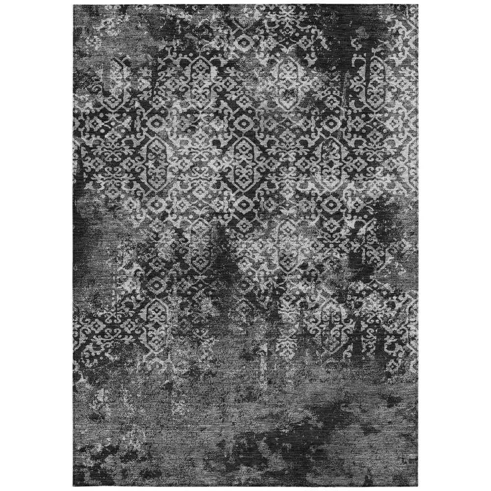 10' X 14' Black And Gray Oriental Washable Indoor Outdoor Area Rug HomeRoots