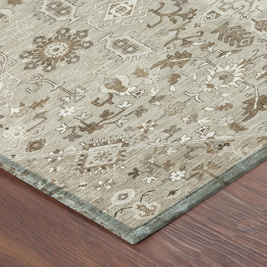 5' X 8' Beige And Graphite Medallion Washable Indoor Outdoor Area Rug HomeRoots