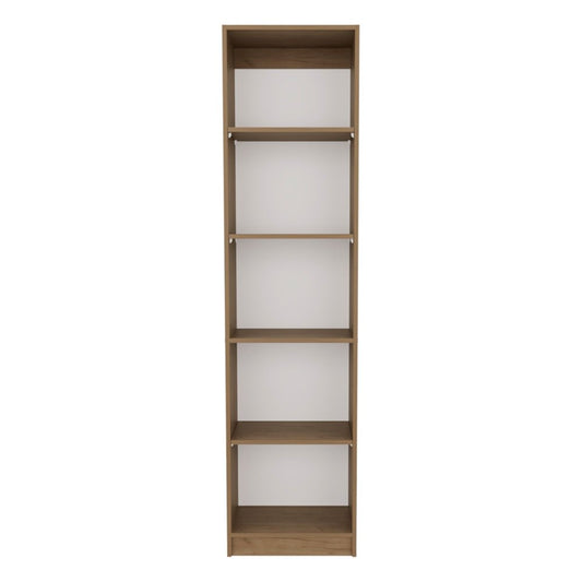 71" Beige Wood Five Tier Bookcase