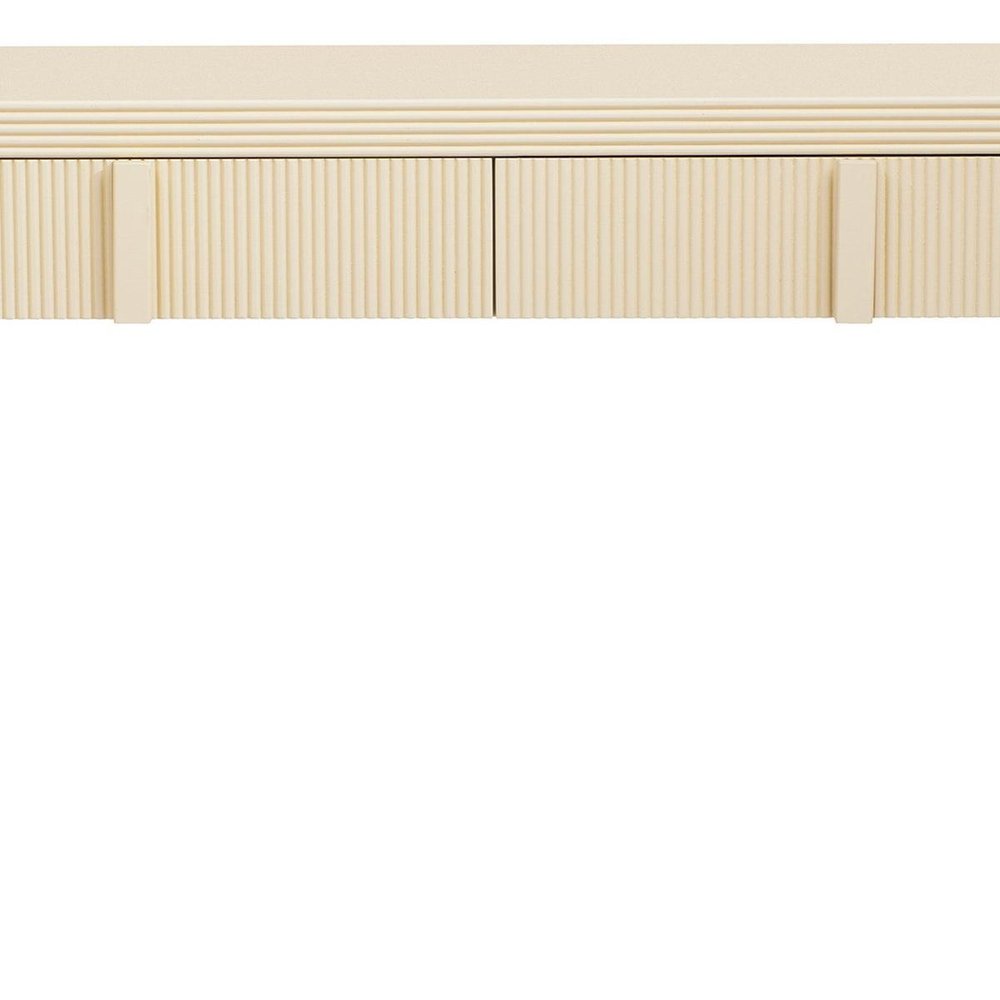 55" Cream Wood Round Double Pedestal Console Table With Two Drawers HomeRoots