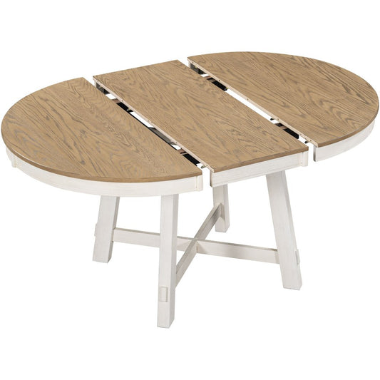 58" Natural Wood Removable Leaf Oval Extendable Dining Table
