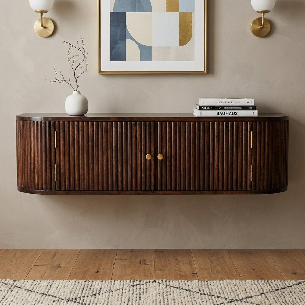 43" Chestnut Solid Wood Floating Wall Mount Console Table HomeRoots