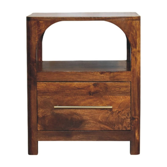 22" Brown Solid Wood One Drawer Nightstand