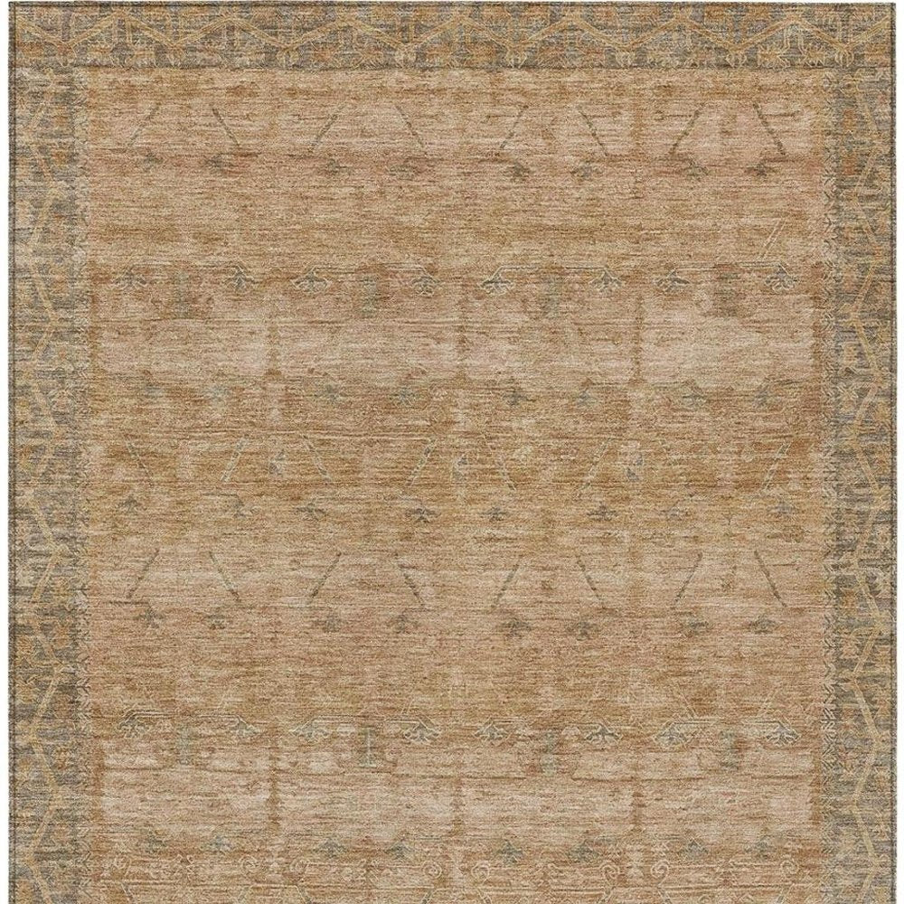 5' X 8' Coral And Orange Tribal Washable Indoor Outdoor Area Rug HomeRoots