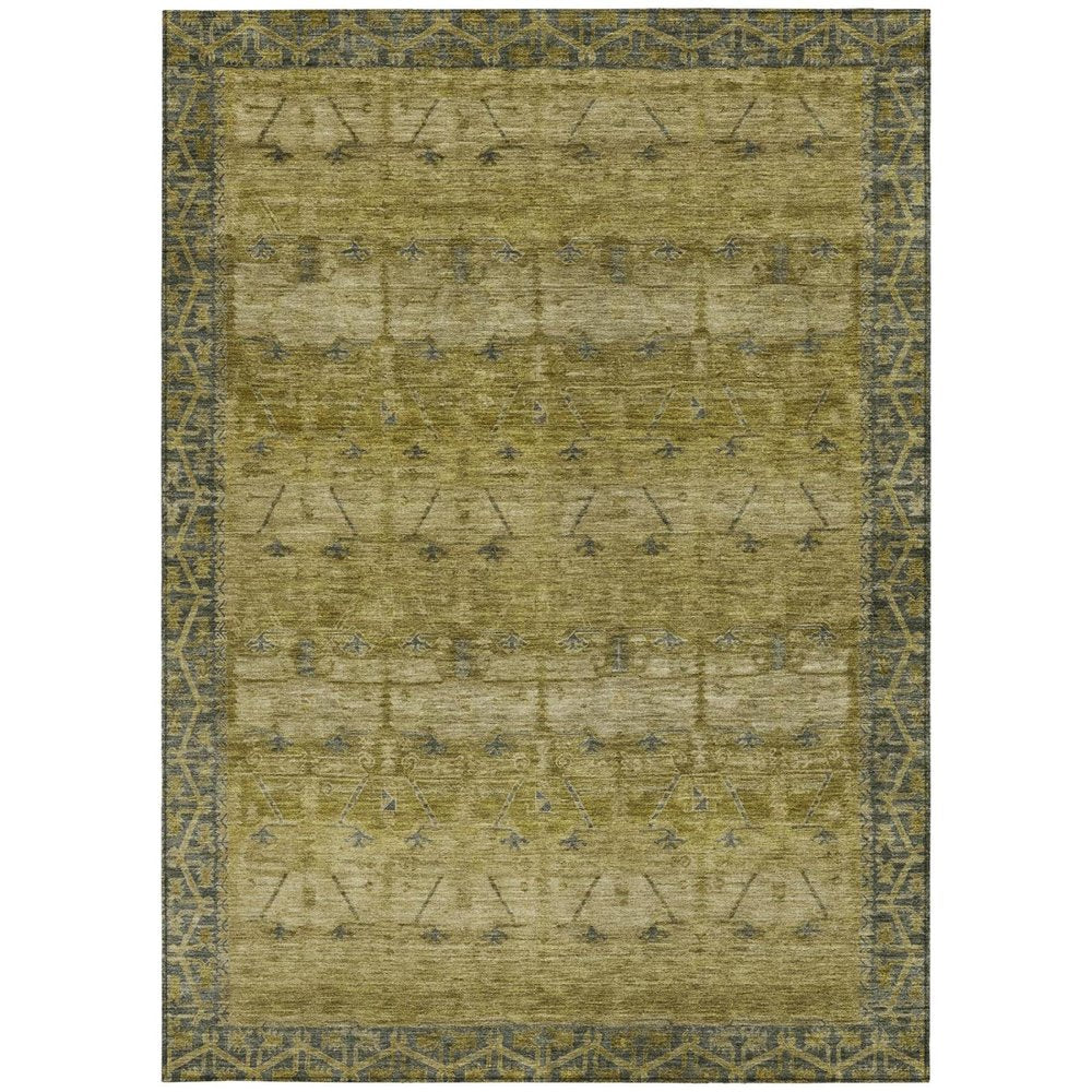 5' X 8' Gold And Brown Tribal Washable Indoor Outdoor Area Rug HomeRoots