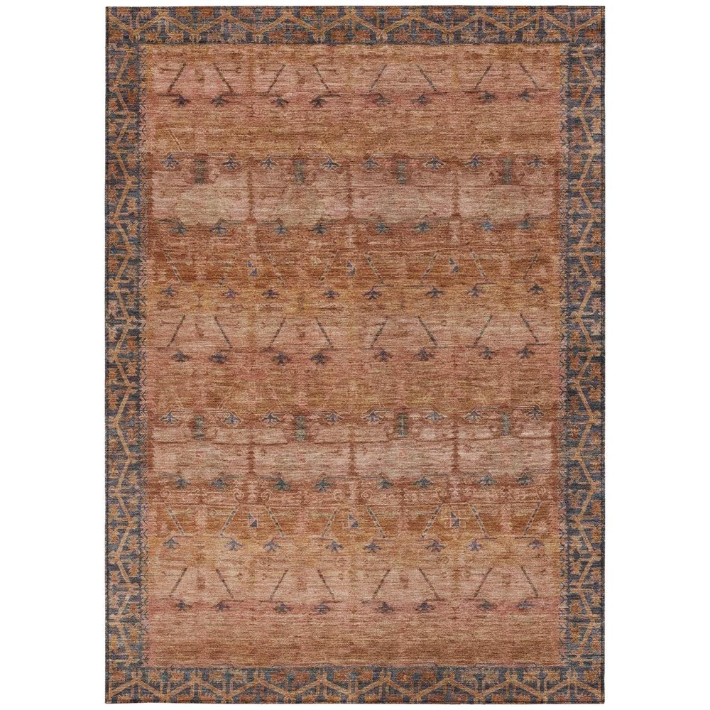 3' X 5' Orange And Rust Tribal Washable Indoor Outdoor Area Rug HomeRoots
