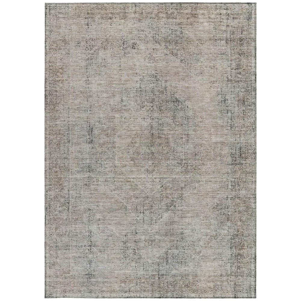 9' X 12' Beige And Brown Oriental Washable Indoor Outdoor Area Rug HomeRoots