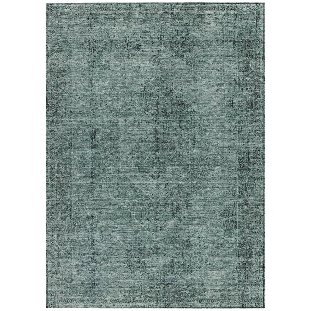 3' X 5' Teal Blue And Gray Oriental Washable Indoor Outdoor Area Rug HomeRoots