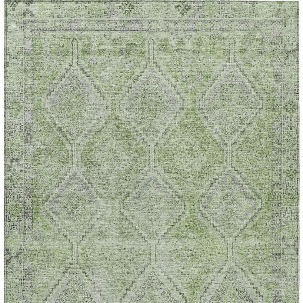 3' X 5' Green And Sage Geometric Washable Indoor Outdoor Area Rug HomeRoots