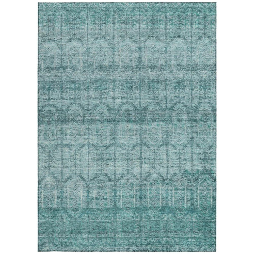 3' X 5' Aqua And Teal Blue Tribal Washable Indoor Outdoor Area Rug HomeRoots