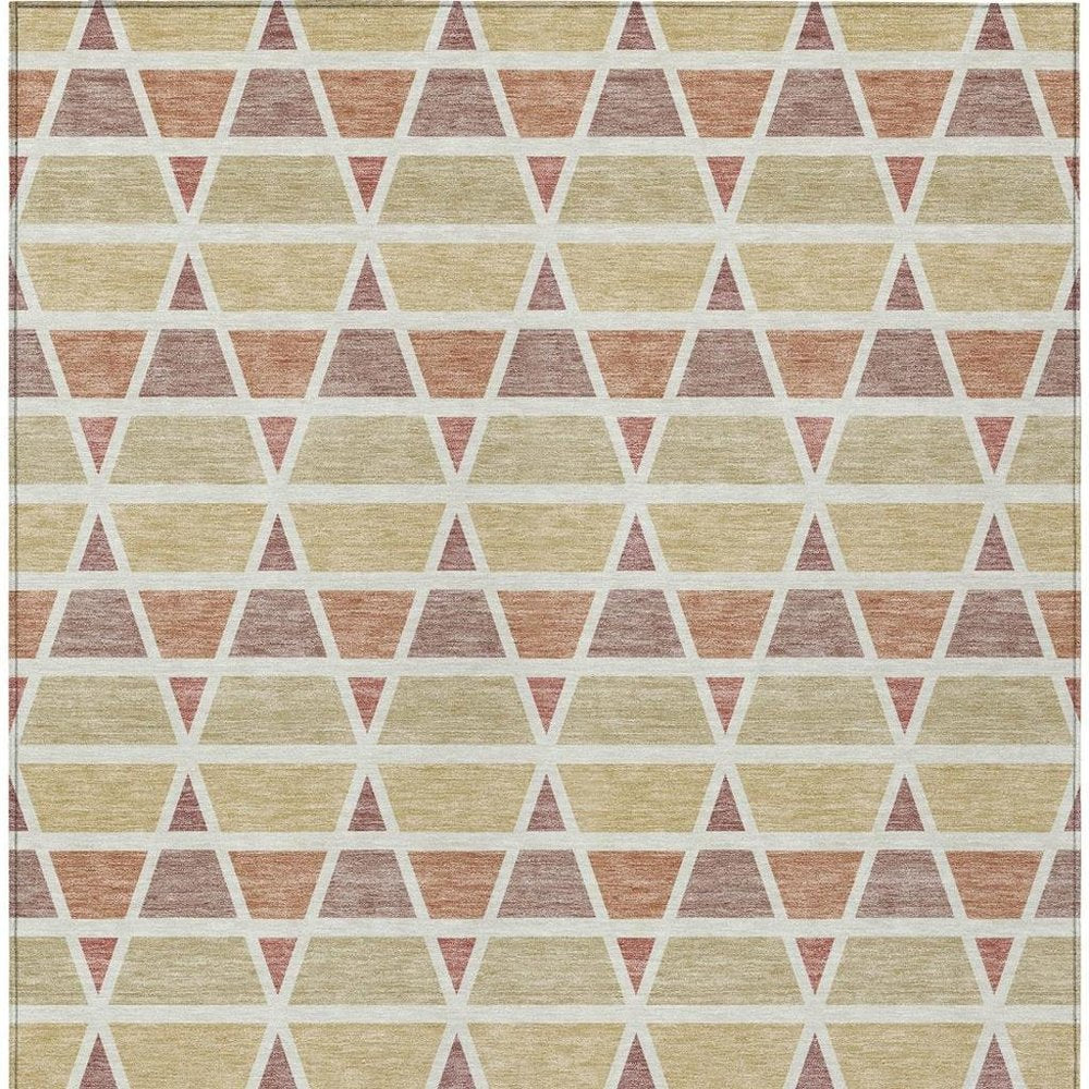 8' X 10' Copper And Orange Geometric Washable Indoor Outdoor Area Rug HomeRoots