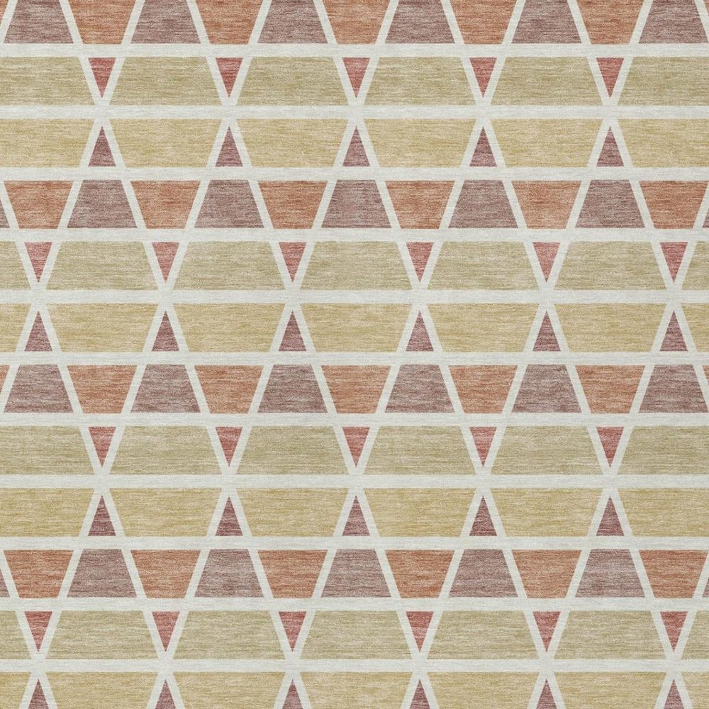 8' X 10' Copper And Orange Geometric Washable Indoor Outdoor Area Rug