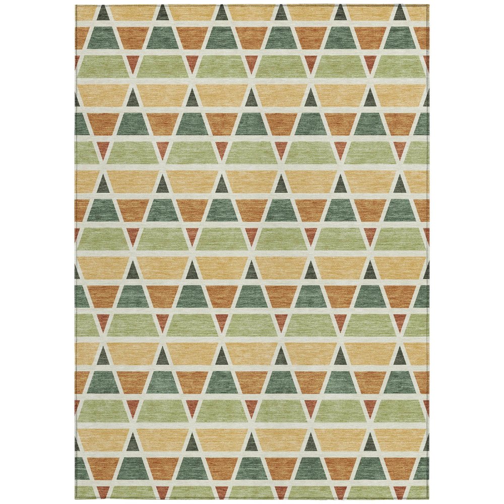 9' X 12' Fern Green And Green Geometric Washable Indoor Outdoor Area Rug HomeRoots