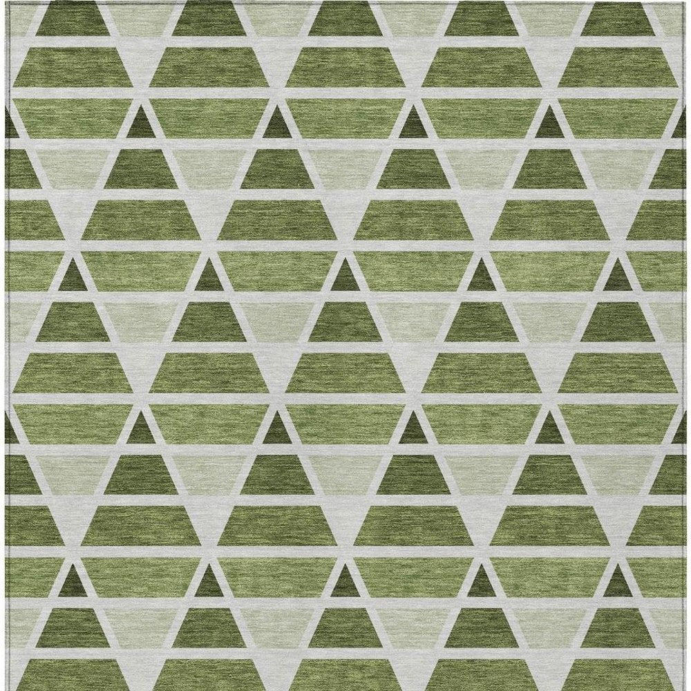 8' X 10' Fern Green And Green Geometric Washable Indoor Outdoor Area Rug HomeRoots