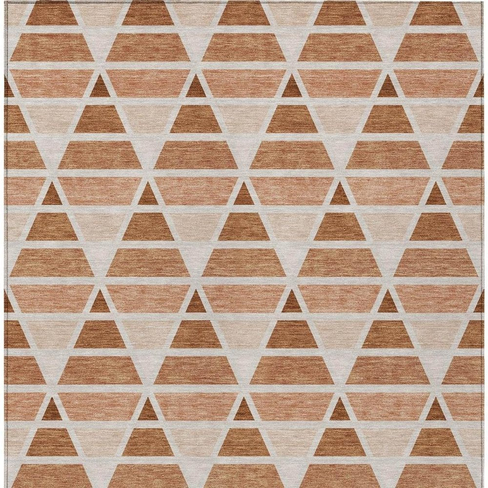 10' X 14' Orange And Rust Geometric Washable Indoor Outdoor Area Rug HomeRoots
