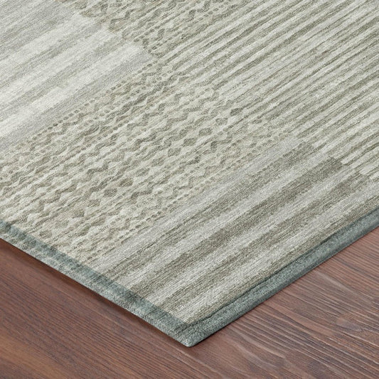 3' X 5' Taupe And Brown Striped Washable Indoor Outdoor Area Rug