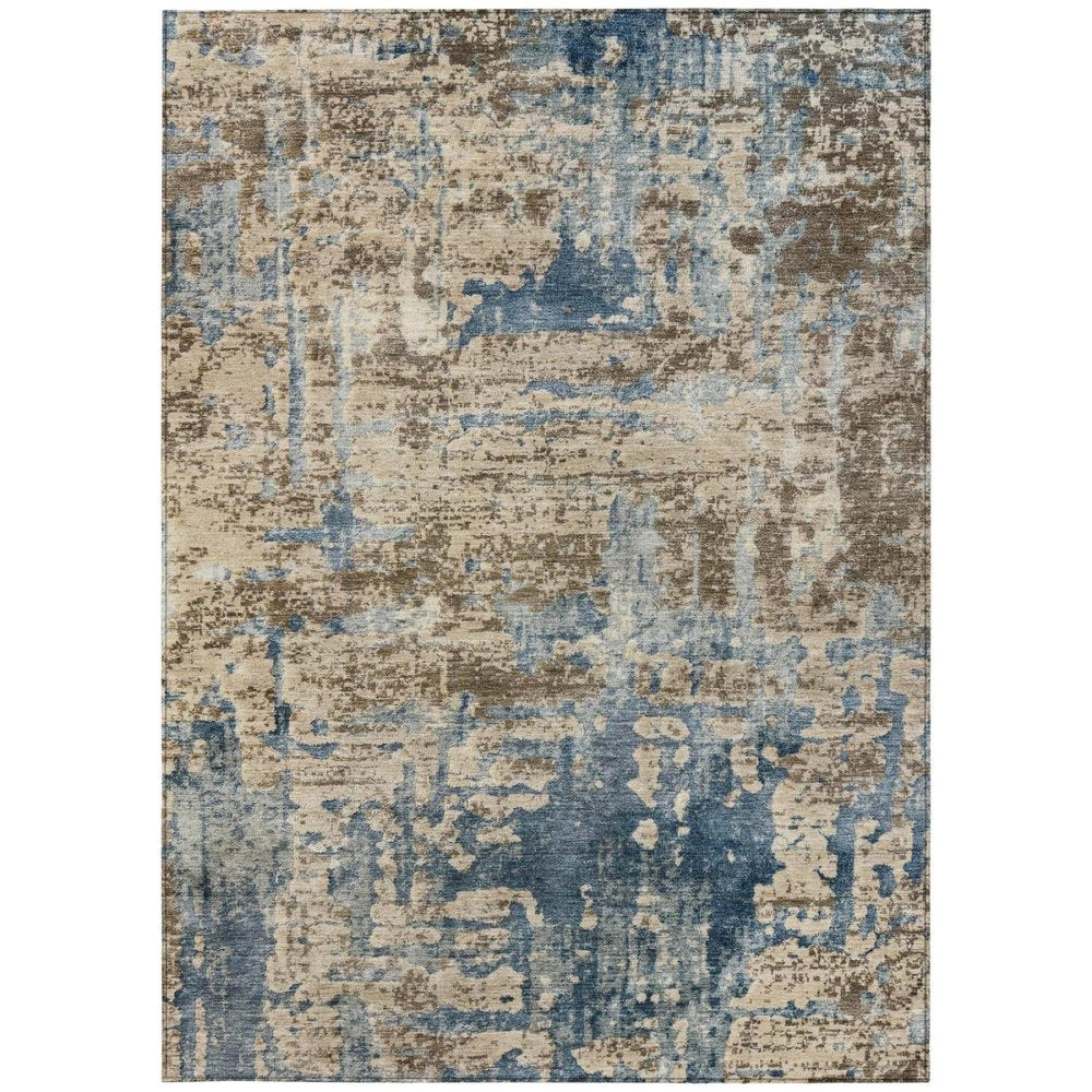 5' X 8' Brown And Khaki Abstract Washable Indoor Outdoor Area Rug HomeRoots