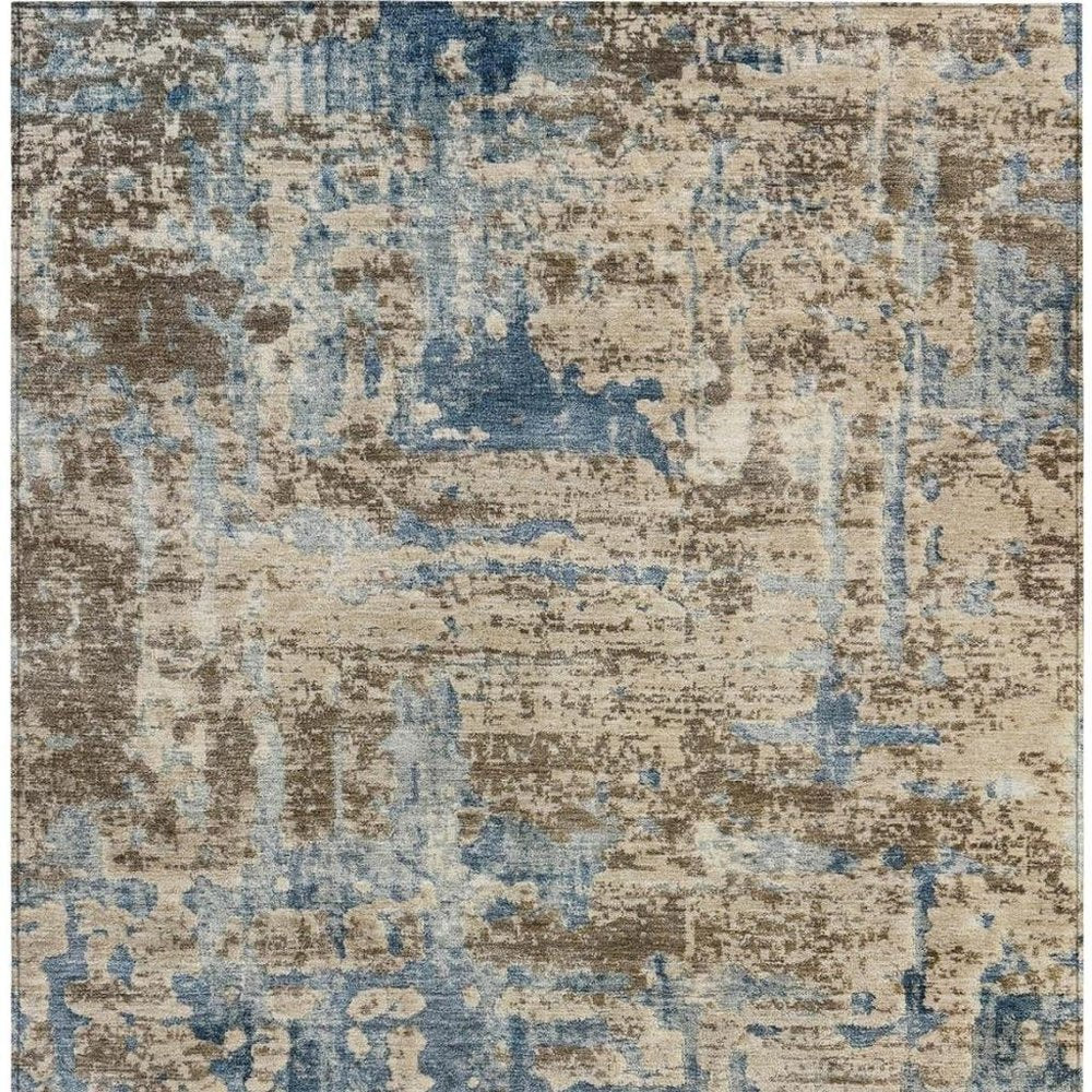 9' X 12' Brown And Khaki Abstract Washable Indoor Outdoor Area Rug HomeRoots