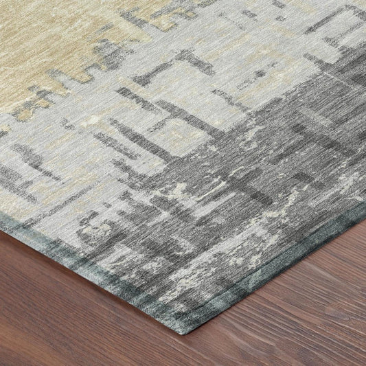 9' X 12' Copper And Orange Striped Washable Indoor Outdoor Area Rug