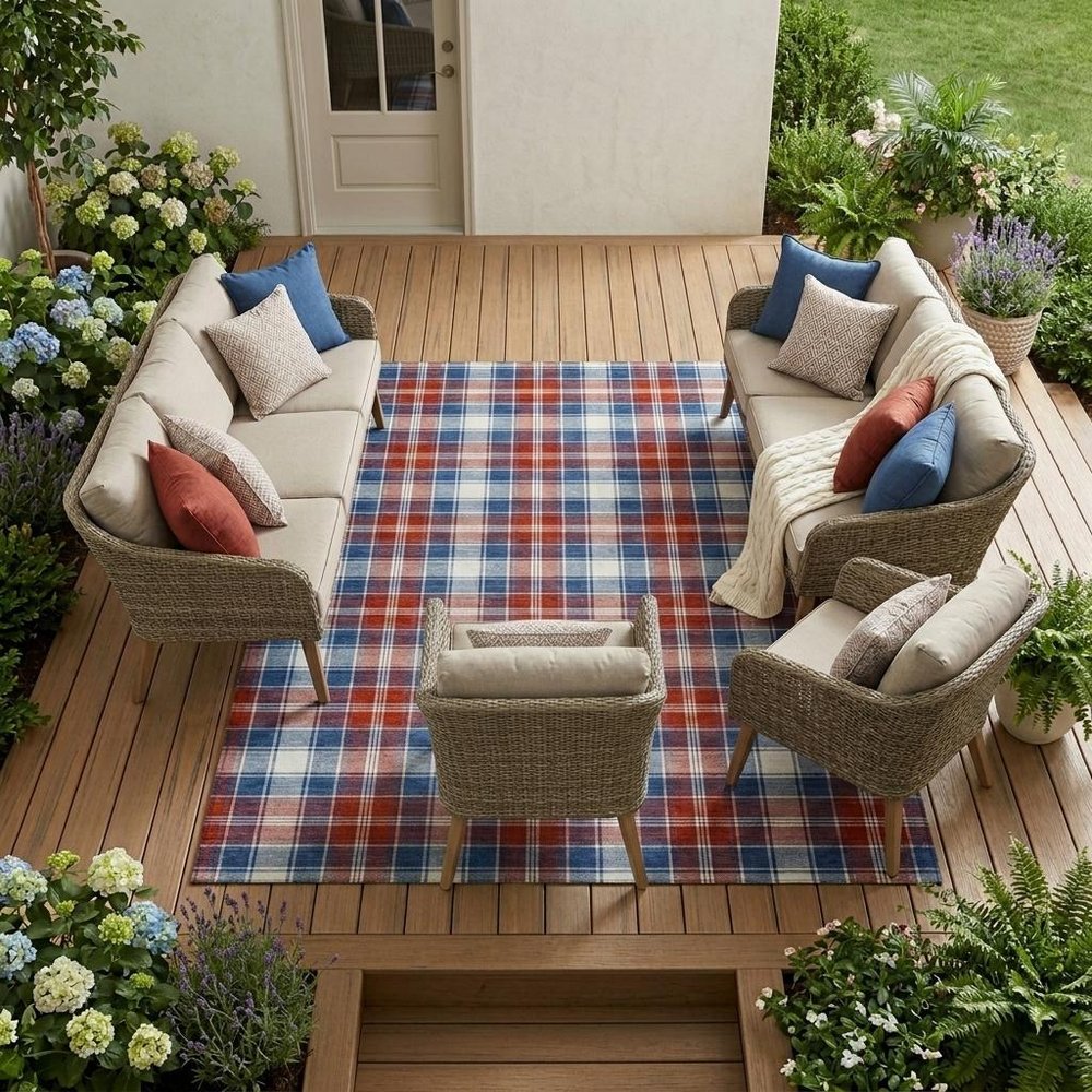 9' X 12' Blue And Ivory Geometric Washable Indoor Outdoor Area Rug HomeRoots