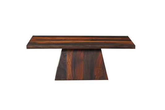 51" Dark Brown Solid Wood Pedestal Coffee Table