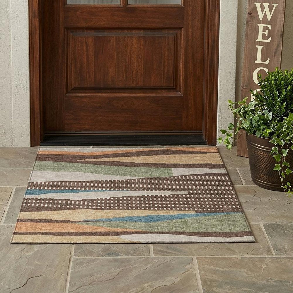 3' X 5' Coffee And Brown Abstract Washable Indoor Outdoor Area Rug HomeRoots
