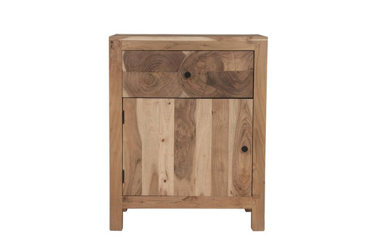 30" Natural Solid Wood Live Edge One Drawer Nightstand
