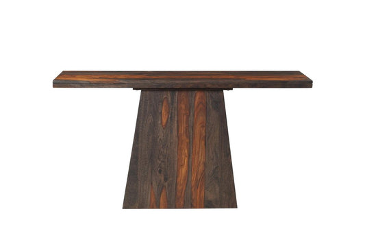 57" Mahogany and Dark Brown Solid Wood Pedestal Console Table