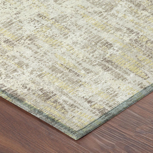 10' X 14' Ivory And Silver Abstract Washable Indoor Outdoor Area Rug