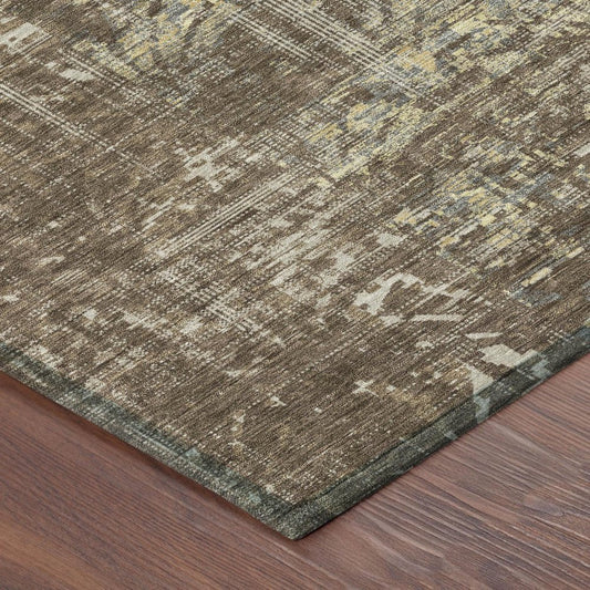 8' X 10' Chocolate And Brown Abstract Washable Indoor Outdoor Area Rug